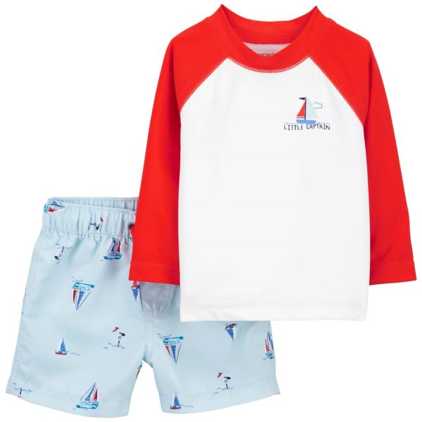 Traje de baño dos piezas con protección UPF 50+ diseño veleros