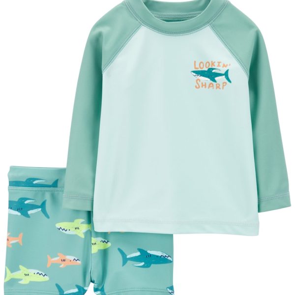 Traje de baño dos piezas con protección UPF 50+ diseño tiburones