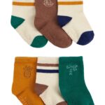 Pack x6 Medias de bebé Carter’s lisas y a rayas con antideslizante