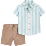 Conjunto Carter’s camisa a rayas con short de popelina