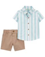 Conjunto Carter’s camisa a rayas con short de popelina