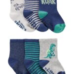 Pack x6 Medias de bebé Carter’s diseño dinosaurios con antideslizante