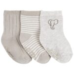 Pack x3 Medias de bebé Carter’s grises con antideslizantes