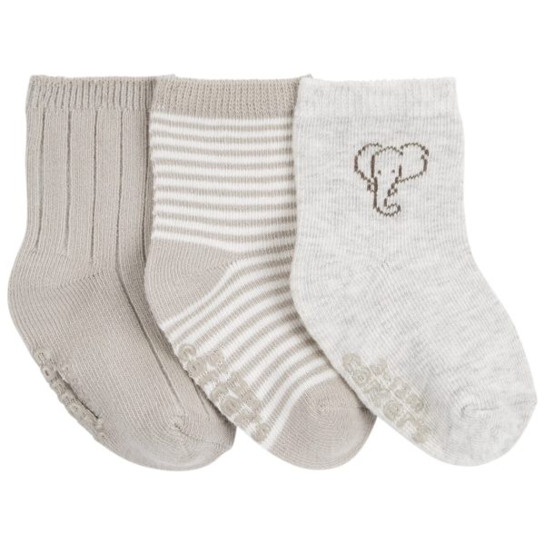 Pack x3 Medias de bebé Carter’s grises con antideslizantes