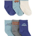 Pack x6 Medias de bebé Carter’s diseño autos con antideslizante