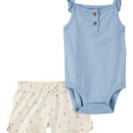 Set 2 piezas Carter’s body musculosa y short diseño caracolas