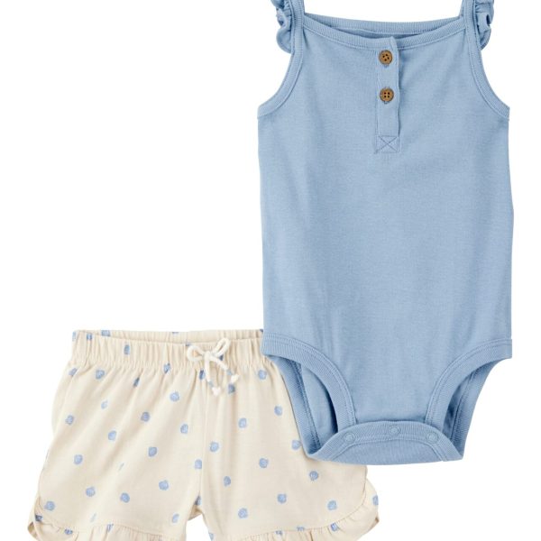 Set 2 piezas Carter’s body musculosa y short diseño caracolas