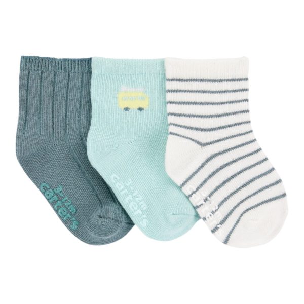 Pack x3 Medias de bebé Carter’s estampadas con antideslizante