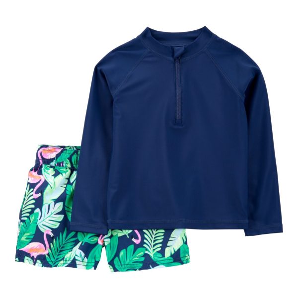 Traje de baño dos piezas con protección UPF 50+, diseño tropical