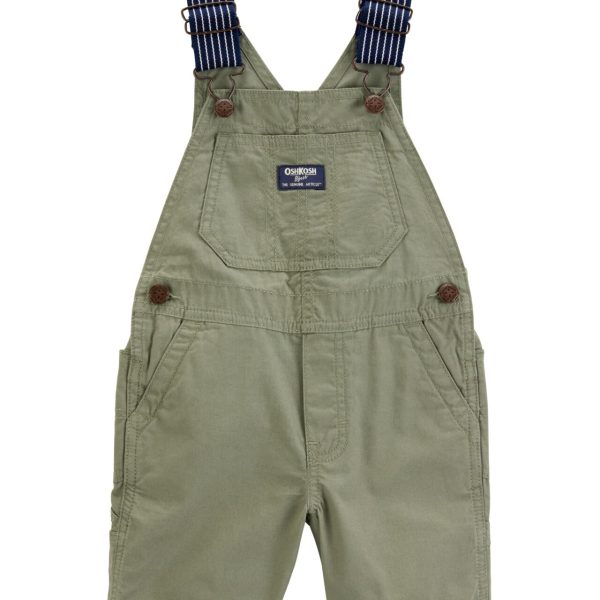 Enterito corto OshKosh en algodón verde con tirantes a rayas ajustables