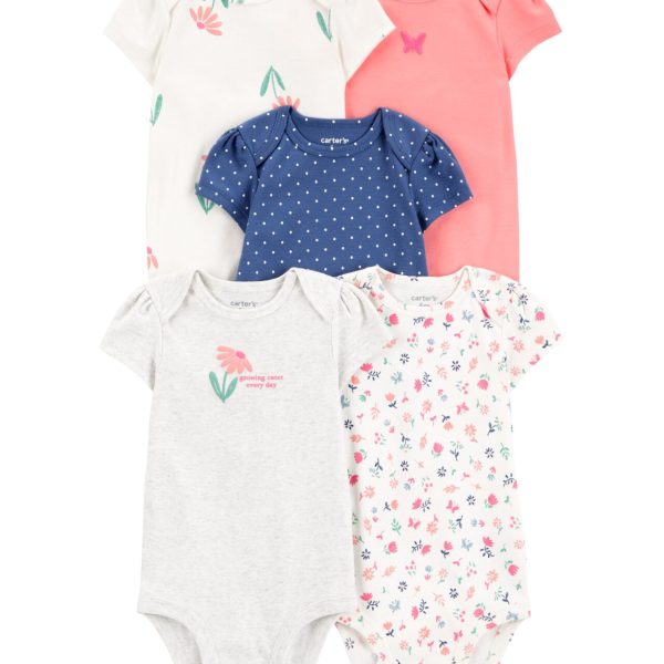 Body Carter’s de manga corta con frunce, diseño floral