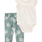 Conjunto Carter’s de body y pantalón con detalle de encaje y flores