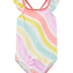Malla de una pieza Carter's con protección UPF 50+ a rayas de colores