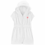 Toalla vestido manga corta, con capucha y cierre, y detalle de corazón