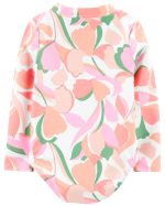 Malla de baño manga larga con protección UPF 50+, diseño flores rosadas - Image 2