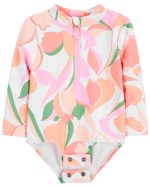 Malla de baño manga larga con protección UPF 50+, diseño flores rosadas - Image 3