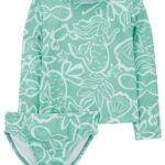 Malla de baño dos piezas manga larga con protección UPF 50+, diseño sirenas