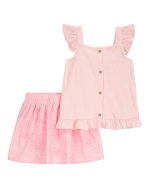 Conjunto Carter’s rosado con bluza de jersey y short pollera