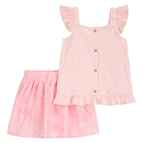 Conjunto Carter’s rosado con bluza de jersey y short pollera