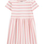 Vestido Carter’s manga corta, rosado a rayas