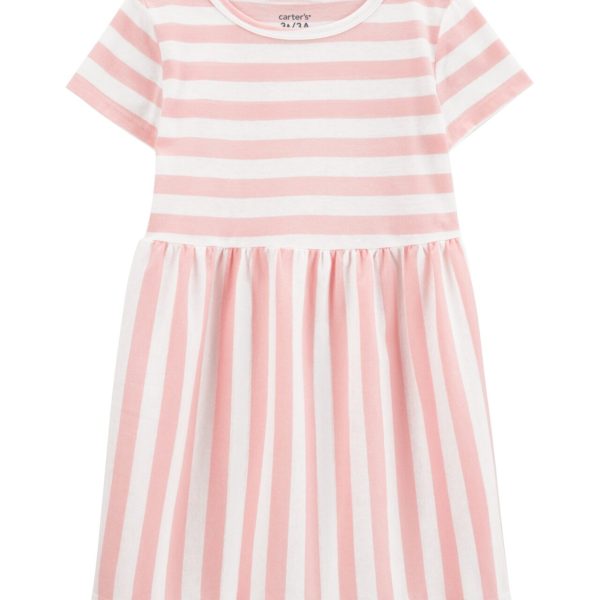 Vestido Carter’s manga corta, rosado a rayas