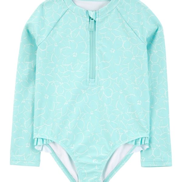 Malla una pieza manga larga con protección UPF 50+, diseño flores