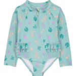 Malla de una pieza manga larga con protección UPF 50+, diseño fondo marino