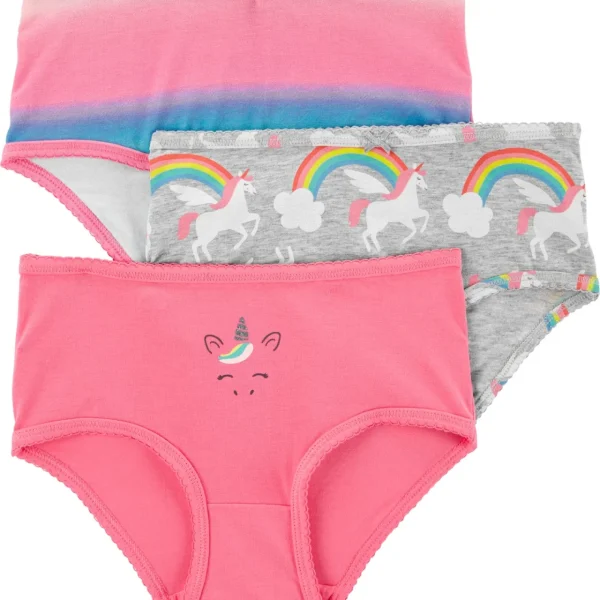 Pack x3 bombachas Carter's de algodón, diseño unicornio arcoíris