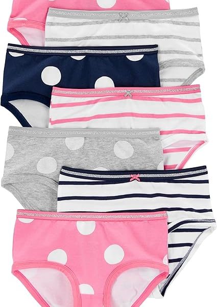 Pack x7 bombachas Carter's de algodón, diseño lunares y rayas