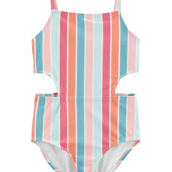 Malla de una pieza Carter's con protección UPF 50+ rayada, estilo trikini