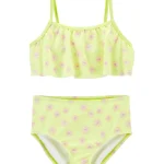 Malla de dos piezas OshKosh con protección UPF 50+, amarilla floreada