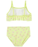 Malla de dos piezas OshKosh con protección UPF 50+, amarilla floreada - Image 2