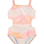 Malla de una pieza Carter's con protección UPF 50+ en rosado, estilo trikini