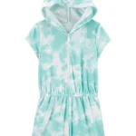 Bata monito corto de algodón con capucha, diseño tie-dye