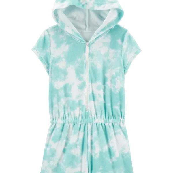 Bata monito corto de algodón con capucha, diseño tie-dye