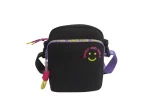 Cartera bandolera Cresko color negro y lila