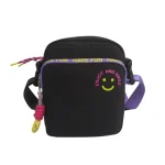 Cartera bandolera Cresko color negro y lila