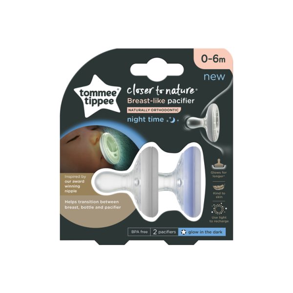 Pack x2 chupetes Tommee Tippee Like Breast Noche (0-6m)