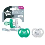 Pack x2 chupetes Tommee Tippee ultralivianos (18-36m), verde