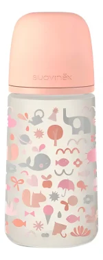 Mamadera Suavinex PP tetina anatómica 270 ml diseño Memories naranja