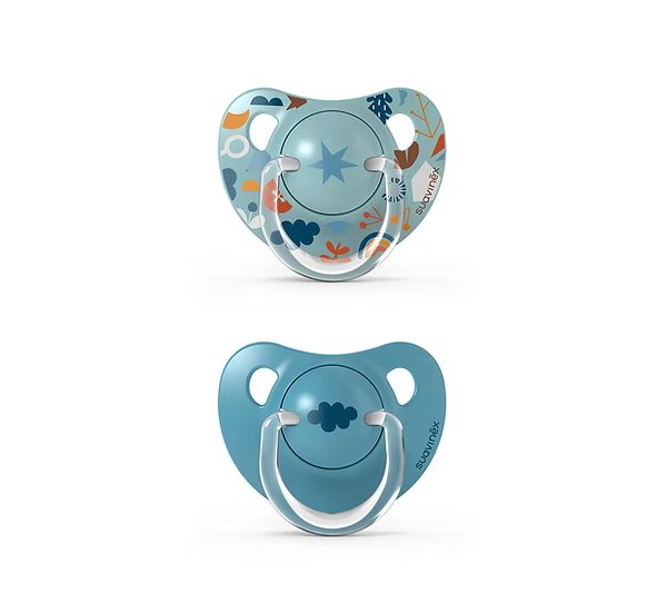 Pack x2 chupetes anatómicos Suavinex de silicona (6-18m) diseño Forest azul
