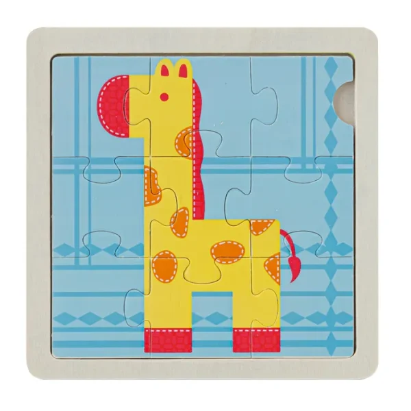 Puzzle 9 piezas en madera, diseño Jirafa