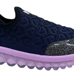 Championes infantiles Bibi Roller 2.0 negro con brillos rosado y diseño corazón