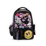 Mochila Footy Happy smile color negra, con luz led