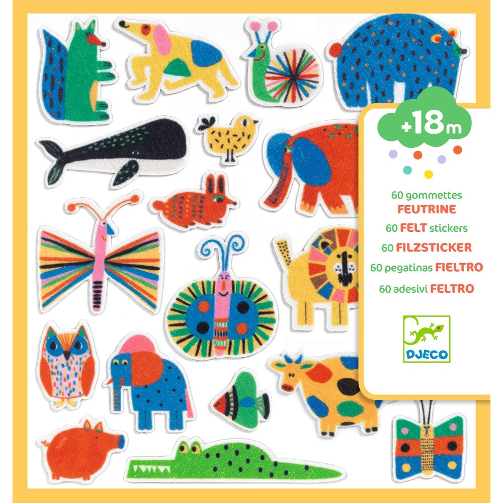 3070900009509 Djeco Stickers de Fieltro – Animales - Image 1