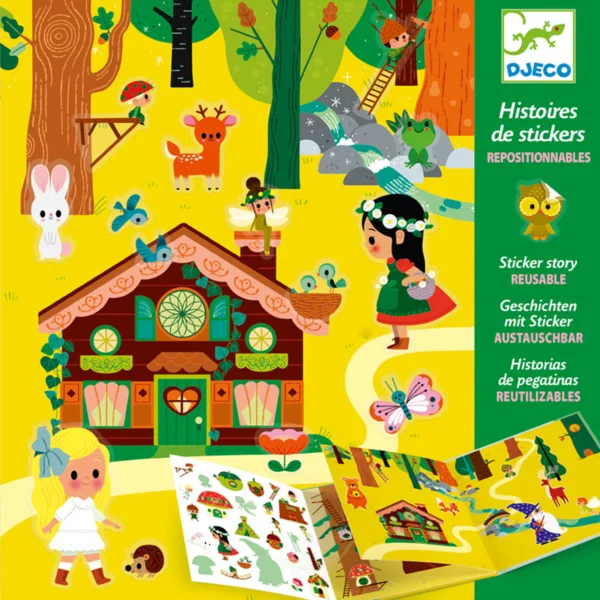 Djeco Historias con Stickers Reutilizables – Bosque Mágico