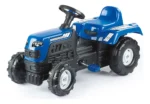 Tractor ranchero azul a pedal