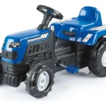 Tractor ranchero azul a pedal