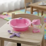 Set plato, vaso y cubiertos colores fuertes rosa - Image 2