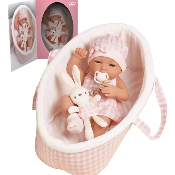 Bebote de goma en moisés 38 cm - Con accesorios